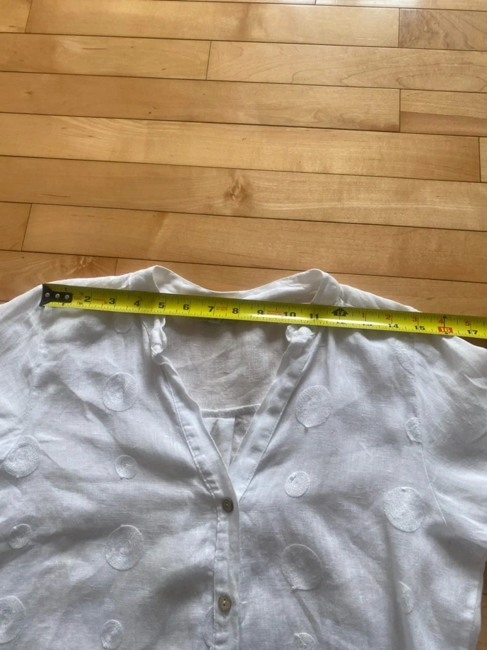 LINEN ROSEMARINE Made in Italy long White 3/4 Length sleeve Blouse Size Small - Picture 9 of 13